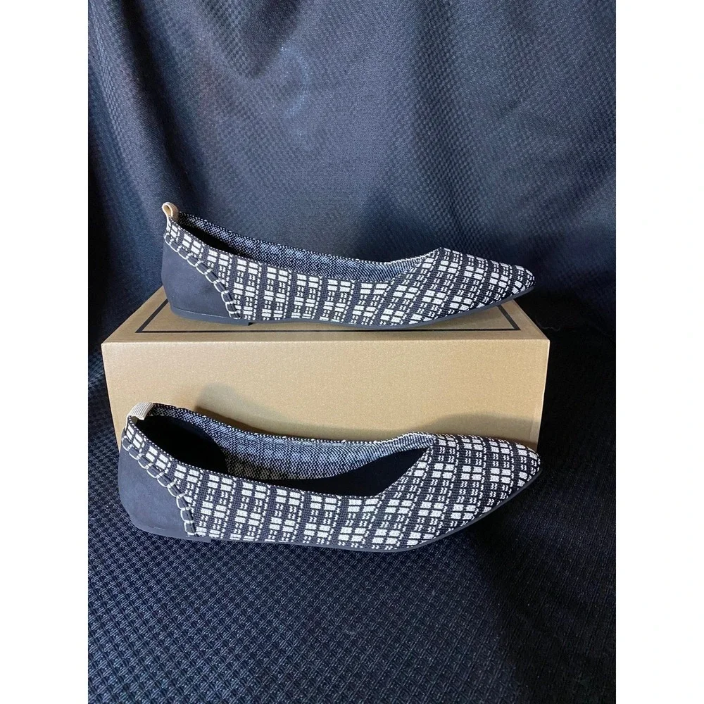 MIA Lissy Black Bone Flyknit Pointed Toe Flats Shoes Women Size 6 M QI00459 NEW